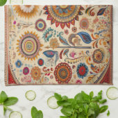 Bloemen Kind Folk Art Keuken Handdoek (Gevouwen)