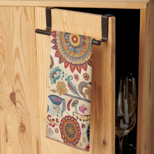 Bloemen Kind Folk Art Keuken Handdoek (Derde Gevouwen)