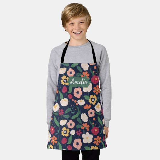 Bloemen Kinder Custom Chef Schort, Koken Bakken BB Schort (Gedragen)