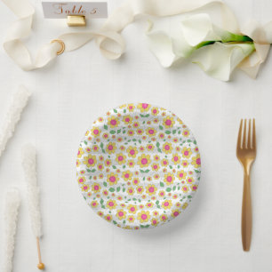 Bloemen kinder roze gele doodle happy spring daisy papieren kommen