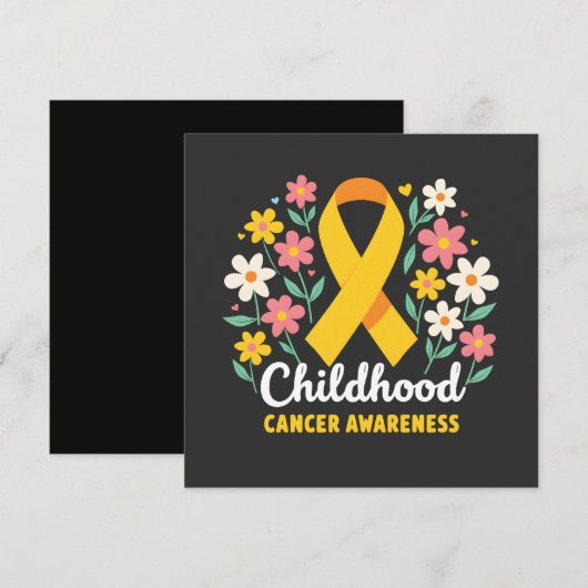 Bloemen Kinderkanker Bewustzijn Geel Lint Aankondiging (Voorkant / Achterkant)