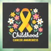 Bloemen Kinderkanker Bewustzijn Geel Lint Raamsticker (Vel 3)