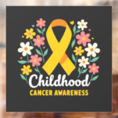 Bloemen Kinderkanker Bewustzijn Geel Lint Raamsticker (Vel 2)