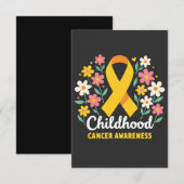 Bloemen Kinderkanker Bewustzijn Geel Lint RSVP Kaartje (Voorkant / Achterkant)