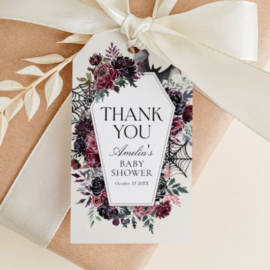 Bloemen kist Halloween baby shower Cadeaulabel