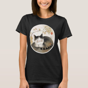  Bloemen Kitten Retro Japans Art Pet Schattige T-shirt