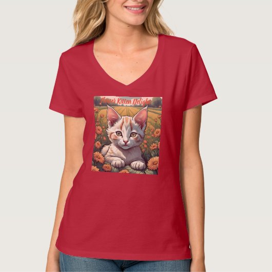 Bloemen Kitten T-shirt (Voorkant)