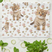 Bloemen Kittens Keuken Handdoek (Gevouwen)