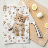 Bloemen Kittens Keuken Handdoek (Quarter Fold)