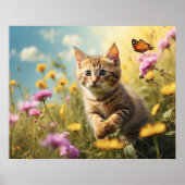 *~*  Bloemen Kitty 5:4  Kitten Kat Vlinder AP68 Poster (Voorkant)
