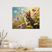 *~*  Bloemen Kitty 5:4  Kitten Kat Vlinder AP68 Poster (Keuken)