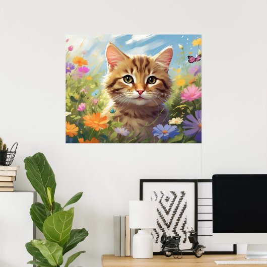*~*  Bloemen Kitty Kat 5:4  Kitten Vlinder AP68 Poster (Thuiskantoor)