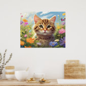 *~*  Bloemen Kitty Kat 5:4  Kitten Vlinder AP68 Poster (Keuken)