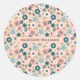 Bloemen klassieke ronde sticker