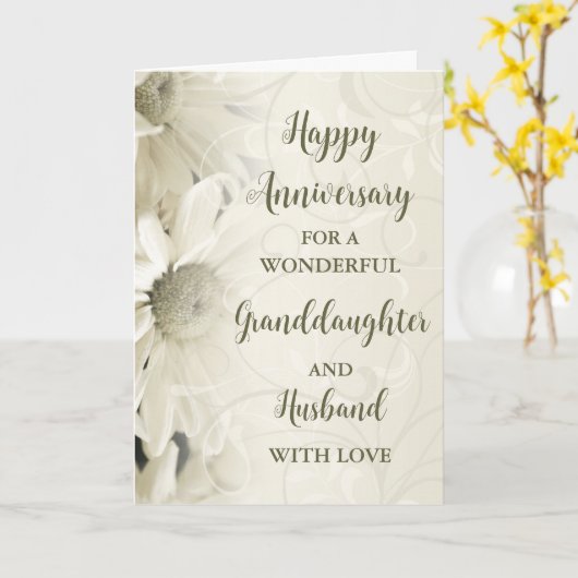 Bloemen Kleindochter & Man Jubileum Kaart (Gele Bloem)