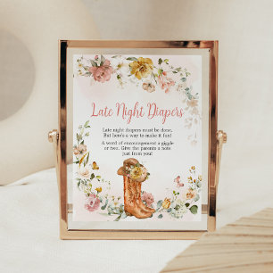 Bloemen kleine cowgirl Baby late nacht luiers Poster