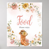 Bloemen Kleine Cowgirl Baby shower Eten Poster (Voorkant)