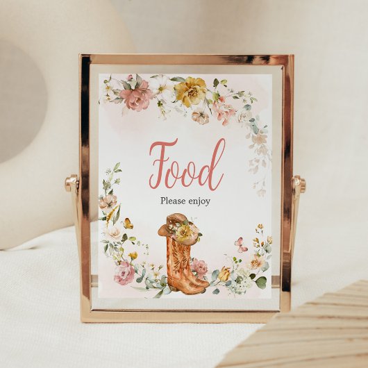 Bloemen Kleine Cowgirl Baby shower Eten Poster
