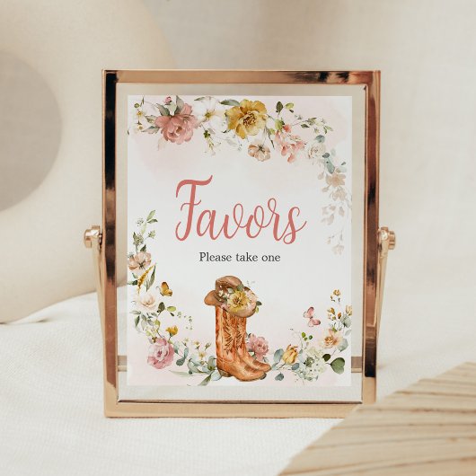 Bloemen kleine cowgirl Baby shower gunsten Poster