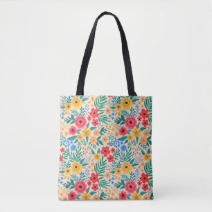 bloemen, kleine kleurrijke bloemen. tote bag