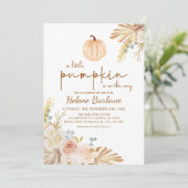 Bloemen kleine pompoen Boho Baby shower Kaart (Staand voorkant)