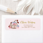 Bloemen kleine pompoen gepersonaliseerd etiket (Insitu)