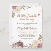 Bloemen Kleine Pompoen Herfst Baby shower Uitnodig Kaart (Voorkant)