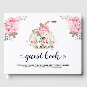 Bloemen Kleine Pompoen Meisje Baby shower Roze Blo Gastenboek