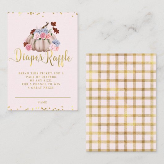 Bloemen Kleine Pompoen Meisje Luier Raffle Ticket Informatiekaartje (Voorkant / Achterkant)