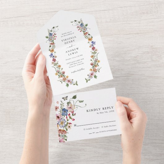 Bloemen Kleurrijk Alles In Een Uitnodigen All In One Uitnodiging (Afscheurbaar)