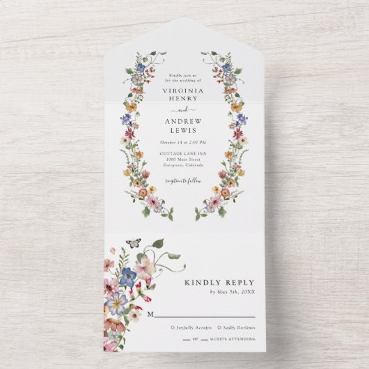 Bloemen Kleurrijk Alles In Een Uitnodigen All In One Uitnodiging (Binnen)