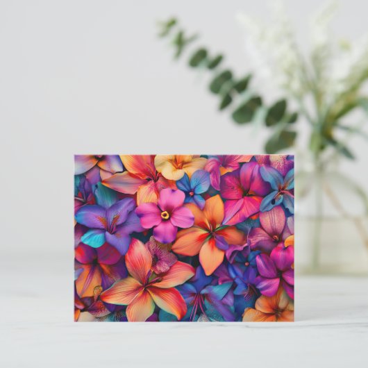Bloemen Kleurrijk Bloempatroon Mooi Briefkaart (Staand voorkant)