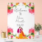 Bloemen kleurrijk Mendhi teken Acryl Bord (Huwelijk)