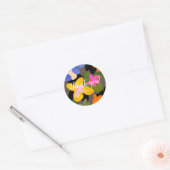 Bloemen kleurrijk patroon ronde sticker (Envelop)