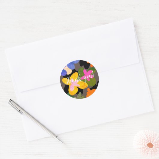 Bloemen kleurrijk patroon ronde sticker (Envelop)