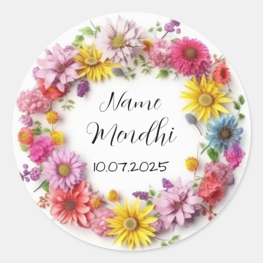 Bloemen kleurrijke amendhi voorkeur stickers (Voorkant)