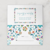 Bloemen Kleurrijke Elegante Mexicaanse Bruiloft Plaatskaartje (Buitenkant ongevouwen)