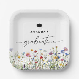 Bloemen kleurrijke Graduation Party papier bord