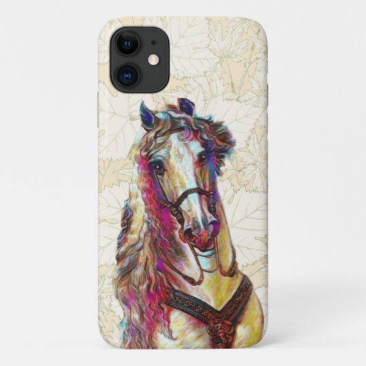  Bloemen Kleurrijke Horse Art Phone Case (Achterkant)