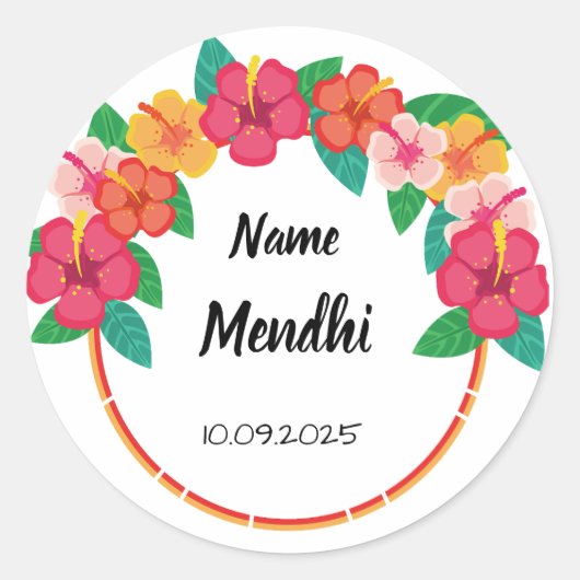 Bloemen kleurrijke Mendhi voorkeur stickers (Voorkant)