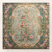 Bloemen Kleurrijke Oosterse Tapijt Glazen Onderzetter (Voorkant)