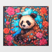 Bloemen Kleurrijke Panda Beer Faux Glas in lood Raamsticker (Vel)
