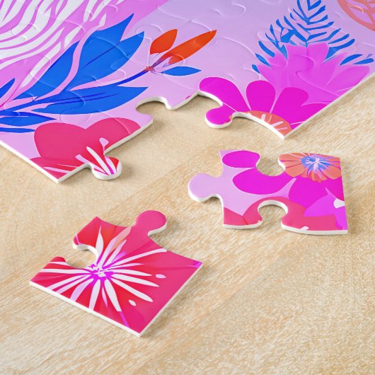 Bloemen Kleurrijke Retro Llama Jigsaw Puzzel (Zijkant)