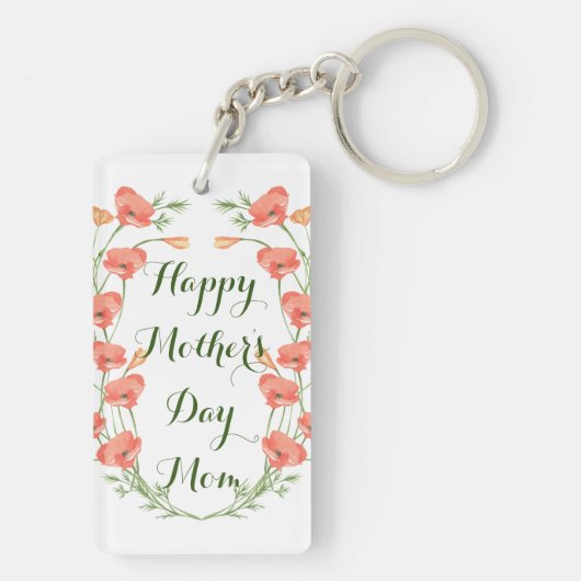 Bloemen Kleurrijke Schattigee Custom Moederdag Sleutelhanger (achterkant)