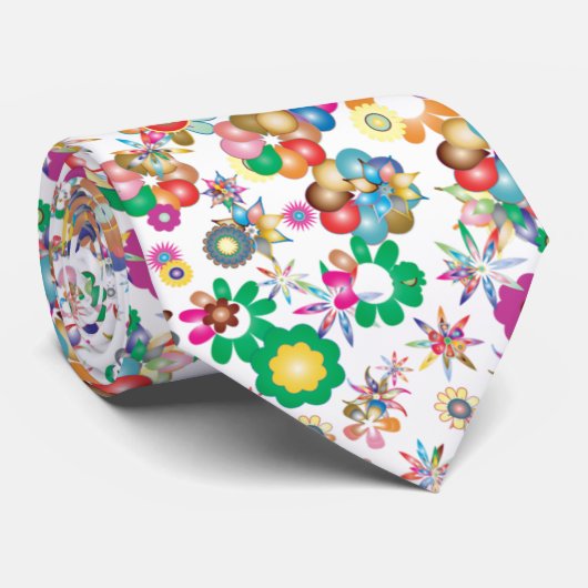  bloemen - kleurrijke stropdas (Opgerold)