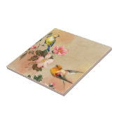 Bloemen kleurrijke vogel tegeltje (Zijkant)