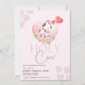 Bloemen koe blush roze baby meisje douche kaart (Voorkant)