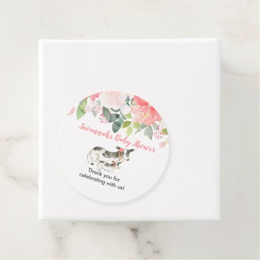 Bloemen Koe Boerderij Thema Baby shower Bedankjes Labels (In situ)