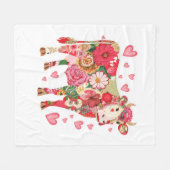 Bloemen Koe, Schattigee Koe Ontwerp Fleece Deken (Voorkant (Horizontaal))