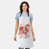 Bloemen Koe, Schattigee Koe Ontwerp Schort (Gedragen)